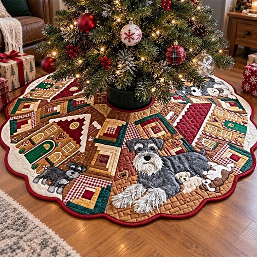 Schnauzer Gingerbread Village Custom Shape Christmas Quilted Tree Skirt GFTONTD4443