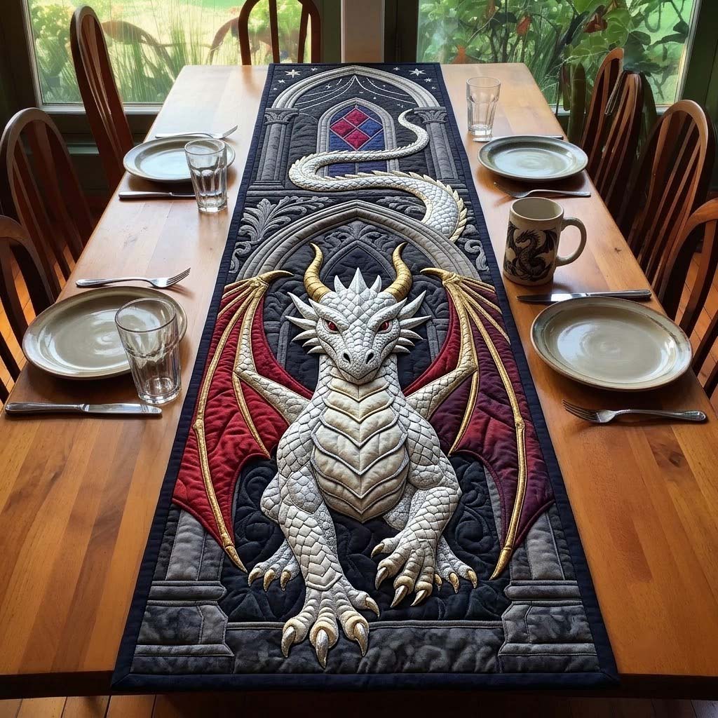 Ivory Castle Dragon Quilted Table Runner GFTONTD4457