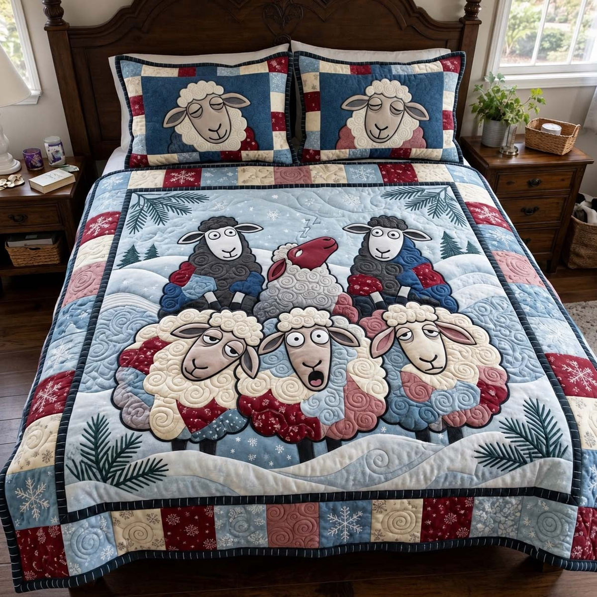 Winter Woolly Friends 3-Piece Quilted Bedding Set GFTONTD4470