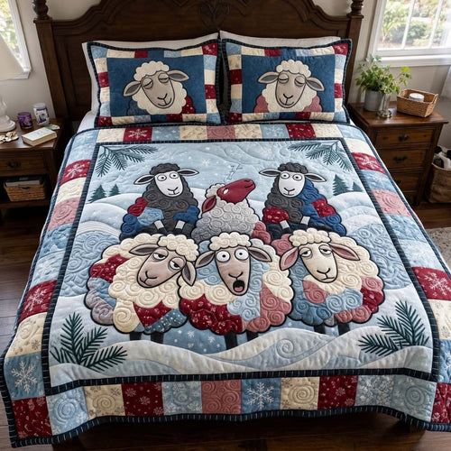 Winter Woolly Friends 3-Piece Quilted Bedding Set GFTONTD4470