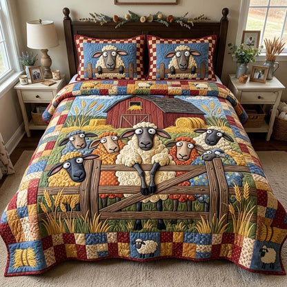 Farmhouse Sheep Gathering 3-Piece Quilted Bedding Set GFTONTD4471