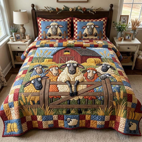 Farmhouse Sheep Gathering 3-Piece Quilted Bedding Set GFTONTD4471