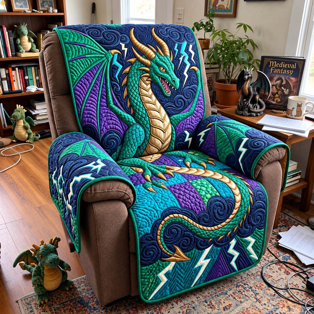 Storm Dragon Quilted Sofa Cover GFTONTD4485