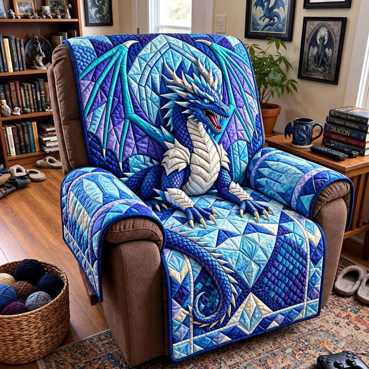 Ice Dragon Quilted Sofa Cover GFTONTD4488