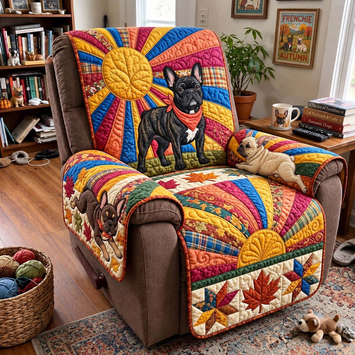 Autumn Sunshine Frenchie Quilted Sofa Cover GFTONTD4495