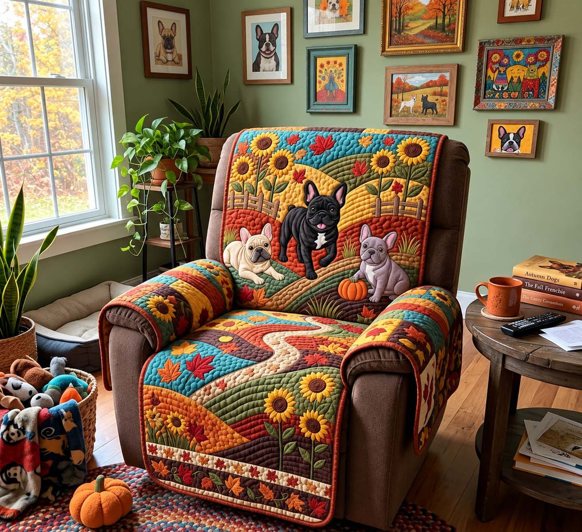 Sunflower Frenchie Trail Quilted Sofa Cover GFTONTD4496