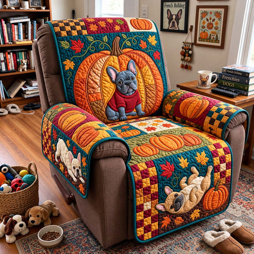 Pumpkin Patch Frenchie Quilted Sofa Cover GFTONTD4497