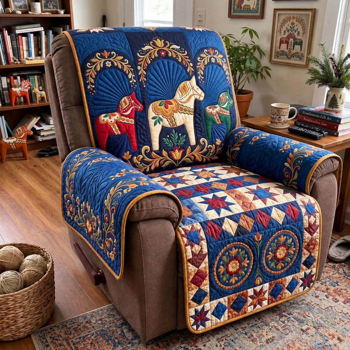 Royal Blue Dala Quilted Sofa Cover GFTONTD4501