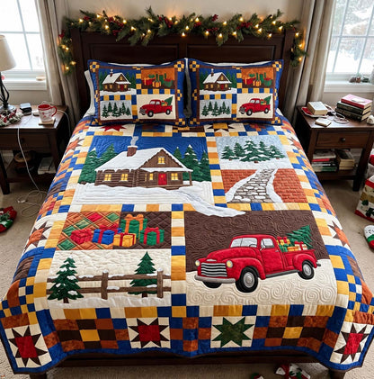 Winter Patchwork Delivery 3-Piece Quilted Bedding Set GFTONTD4507