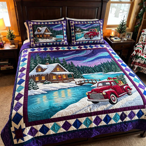 Winter Lake Delivery 3-Piece Quilted Bedding Set GFTONTD4510
