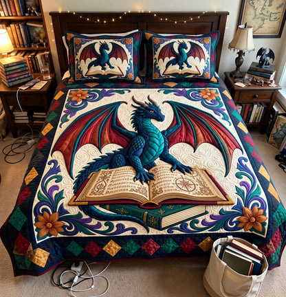 Mystic Book Dragon 3-Piece Quilted Bedding Set GFTONTD4515
