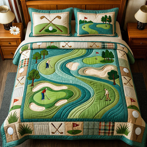 Vintage Golf Club 3-Piece Quilted Bedding Set GFTOPND1006