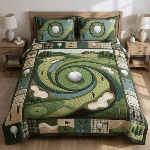 Vintage Golf Club 3-Piece Quilted Bedding Set GFTOPND1007