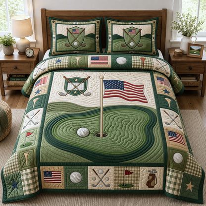 America Golf Club 3-Piece Quilted Bedding Set GFTOPND1009