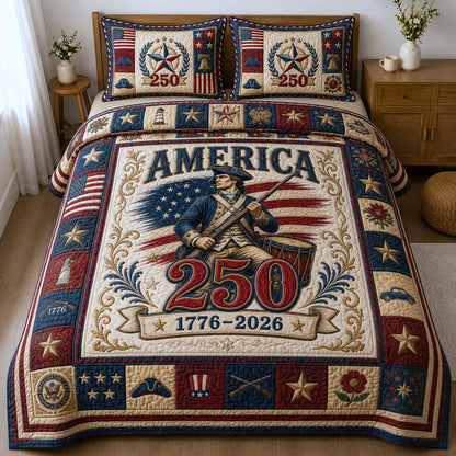 Heritage America 250 3-Piece Quilted Bedding Set GFTOPND101