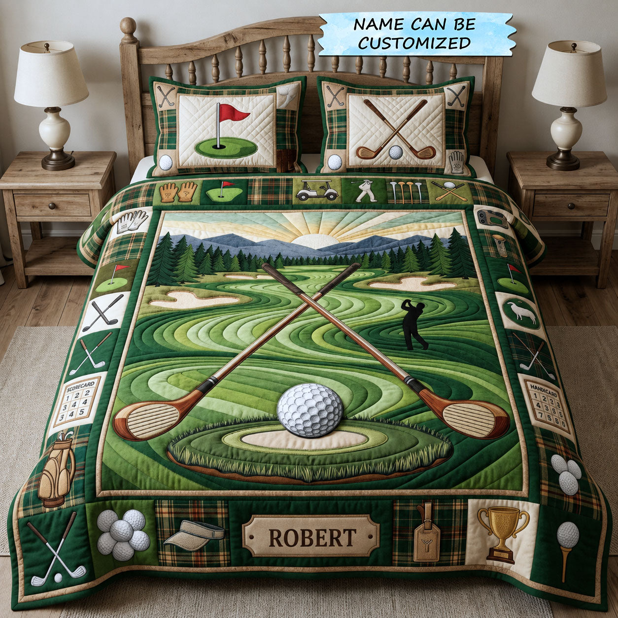 Swing Life 3-Piece Quilted Bedding Set QTCUZ GFTOPND1010