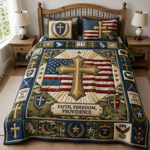 Faith Freedom Providence 3-Piece Quilted Bedding Set GFTOPND1013