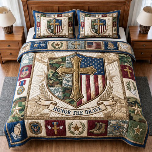 Honor The Brave 3-Piece Quilted Bedding Set GFTOPND1015