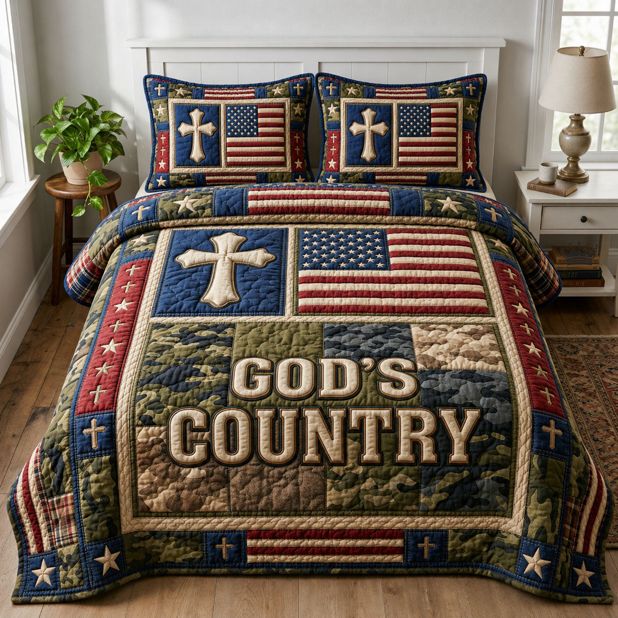 God Country 3-Piece Quilted Bedding Set GFTOPND1017