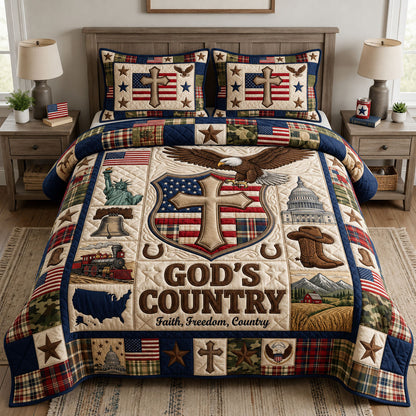 God Country 3-Piece Quilted Bedding Set GFTOPND1018