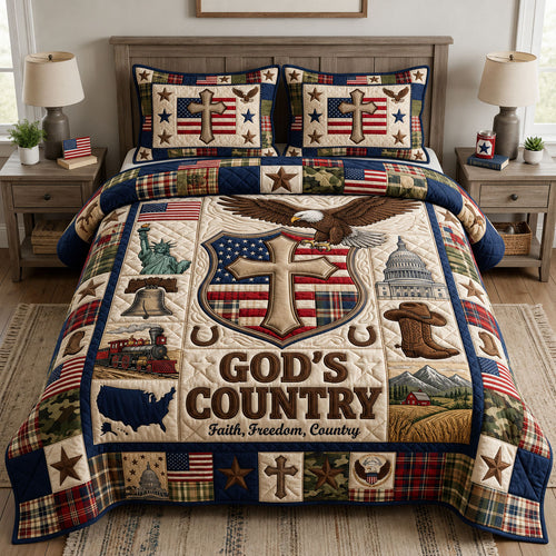 God Country 3-Piece Quilted Bedding Set GFTOPND1018