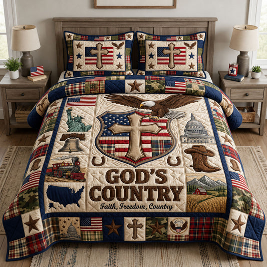God Country 3-Piece Quilted Bedding Set GFTOPND1018
