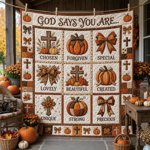 God Says You Are Autumn Quilted Blanket GFTOPND1022