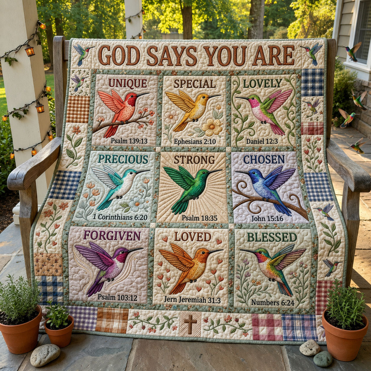 God Says You Are Hummingbird Quilted Blanket GFTOPND1023