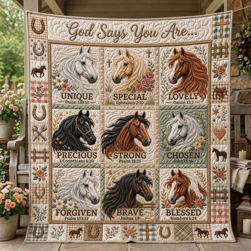 God Says You Are Horse Quilted Blanket GFTOPND1026