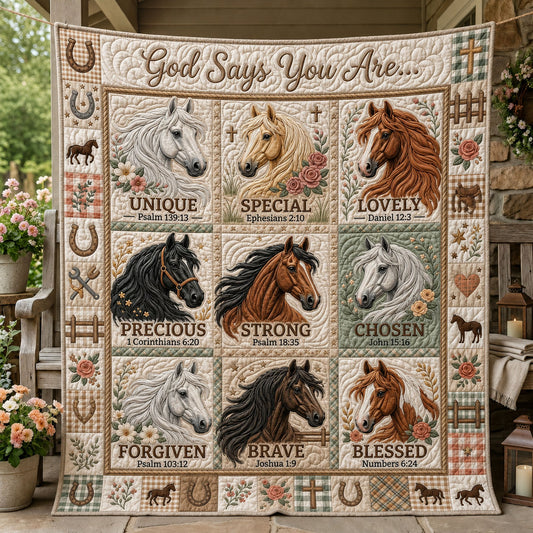 God Says You Are Horse Quilted Blanket GFTOPND1026