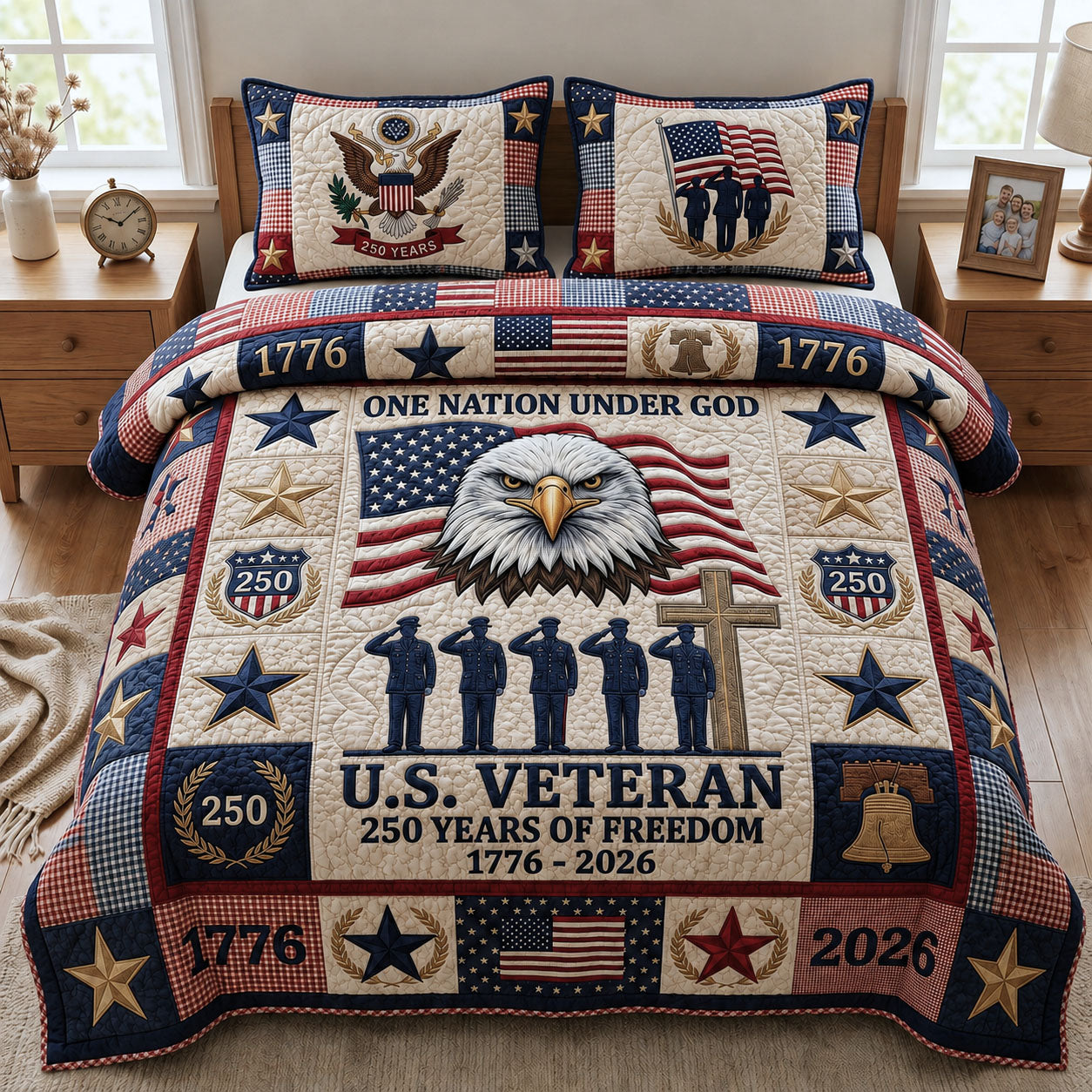 US Veteran 3-Piece Quilted Bedding Set GFTOPND104