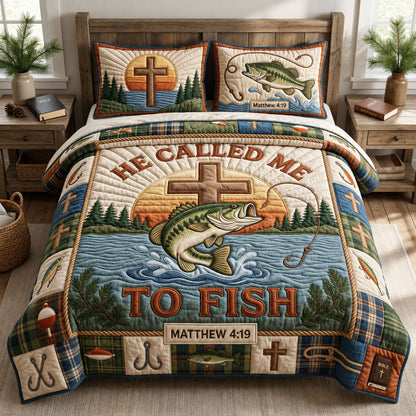 Called To Fish 3-Piece Quilted Bedding Set GFTOPND1040