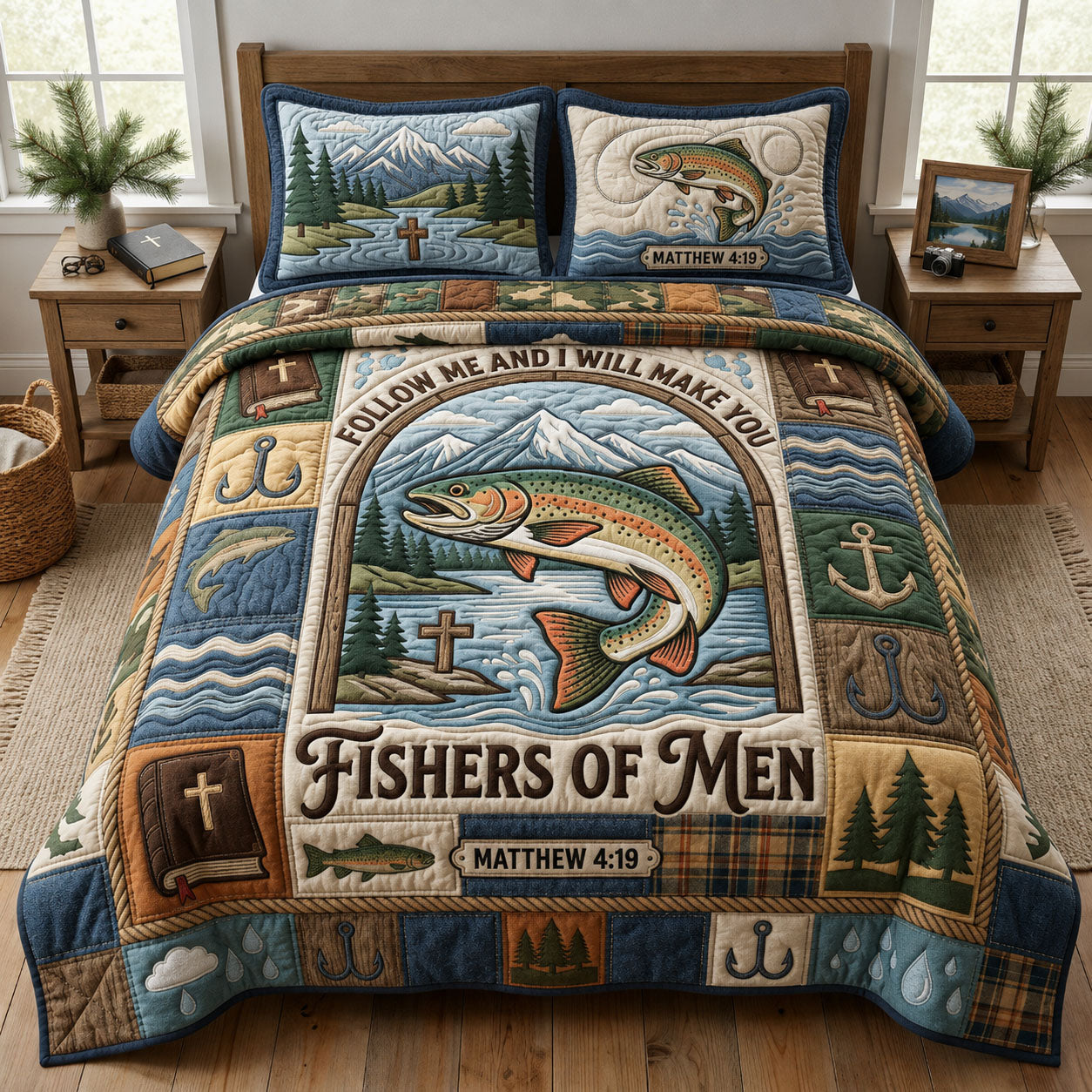Fisher Of Men 3-Piece Quilted Bedding Set GFTOPND1041