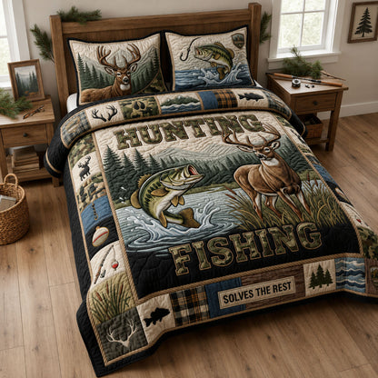 Hunting and Fishing Life 3-Piece Quilted Bedding Set GFTOPND1051