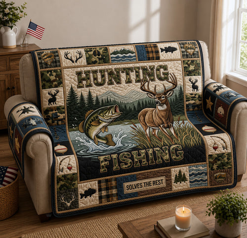 Hunting And Fishing Quilted Sofa Cover GFTOPND1051 C3