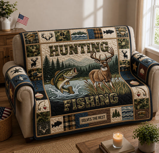 Hunting And Fishing Quilted Sofa Cover GFTOPND1051 C3