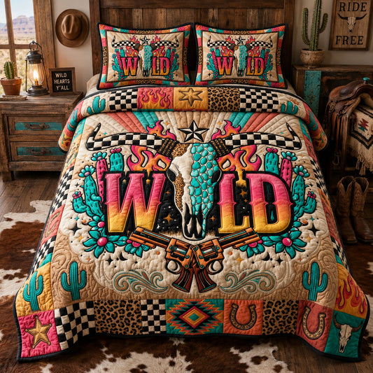 Wild Western Skul 3-Piece Quilted Bedding Set GFTOPND1078
