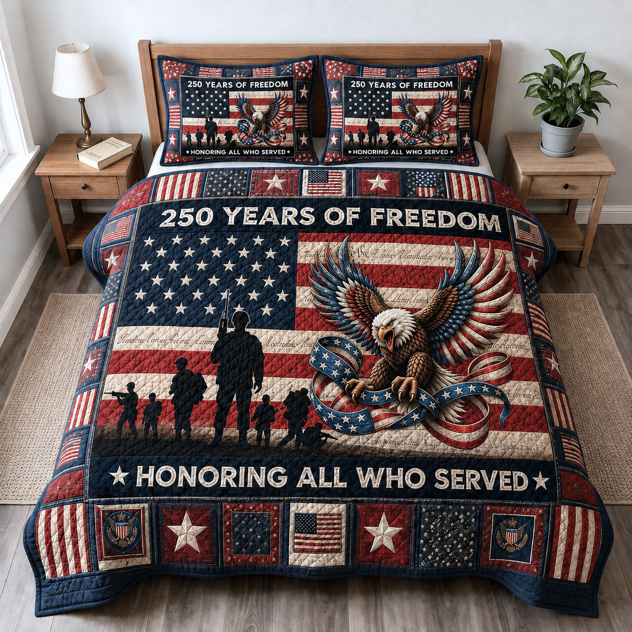 Honoring All Who Served 3-Piece Quilted Bedding Set GFTOPND108