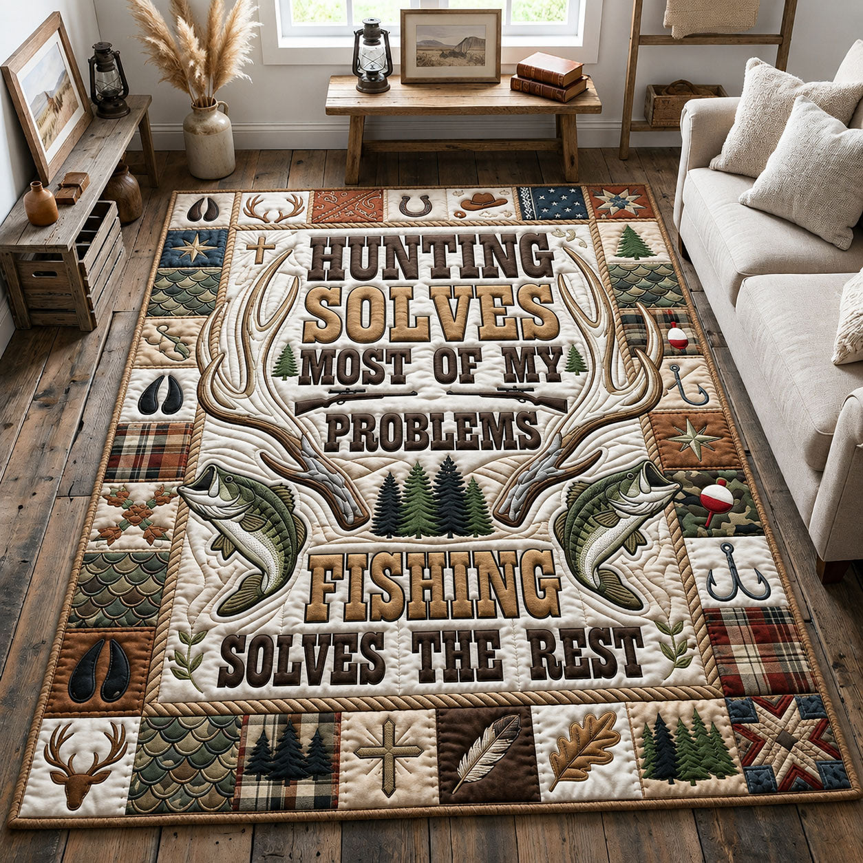 Hunting Fishing Life Area Rug GFTOPND1088