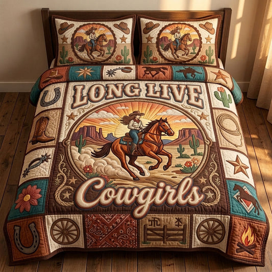 Long Live Cowgirl 3-Piece Quilted Bedding Set GFTOPND1099