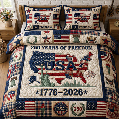 250 Years Of Freedom 3-Piece Quilted Bedding Set GFTOPND111