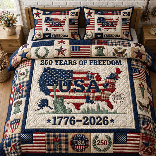 250 Years Of Freedom 3-Piece Quilted Bedding Set GFTOPND111