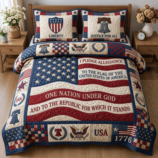 Pledge Of Allegiance 3-Piece Quilted Bedding Set GFTOPND112
