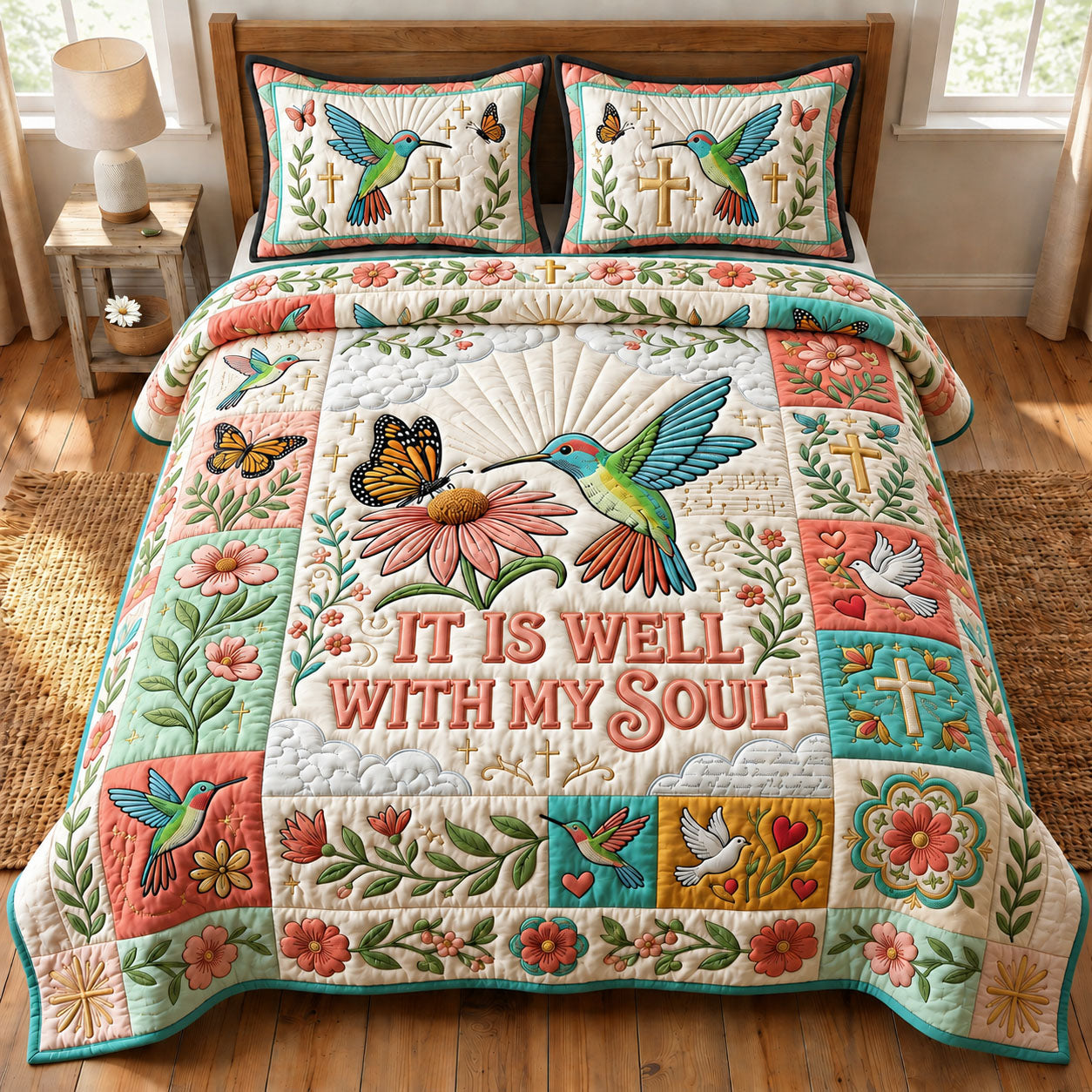 It Is Well With My Soul 3-Piece Quilted Bedding Set GFTOPND1122