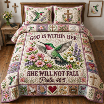 God Is Within Her 3-Piece Quilted Bedding Set GFTOPND1124