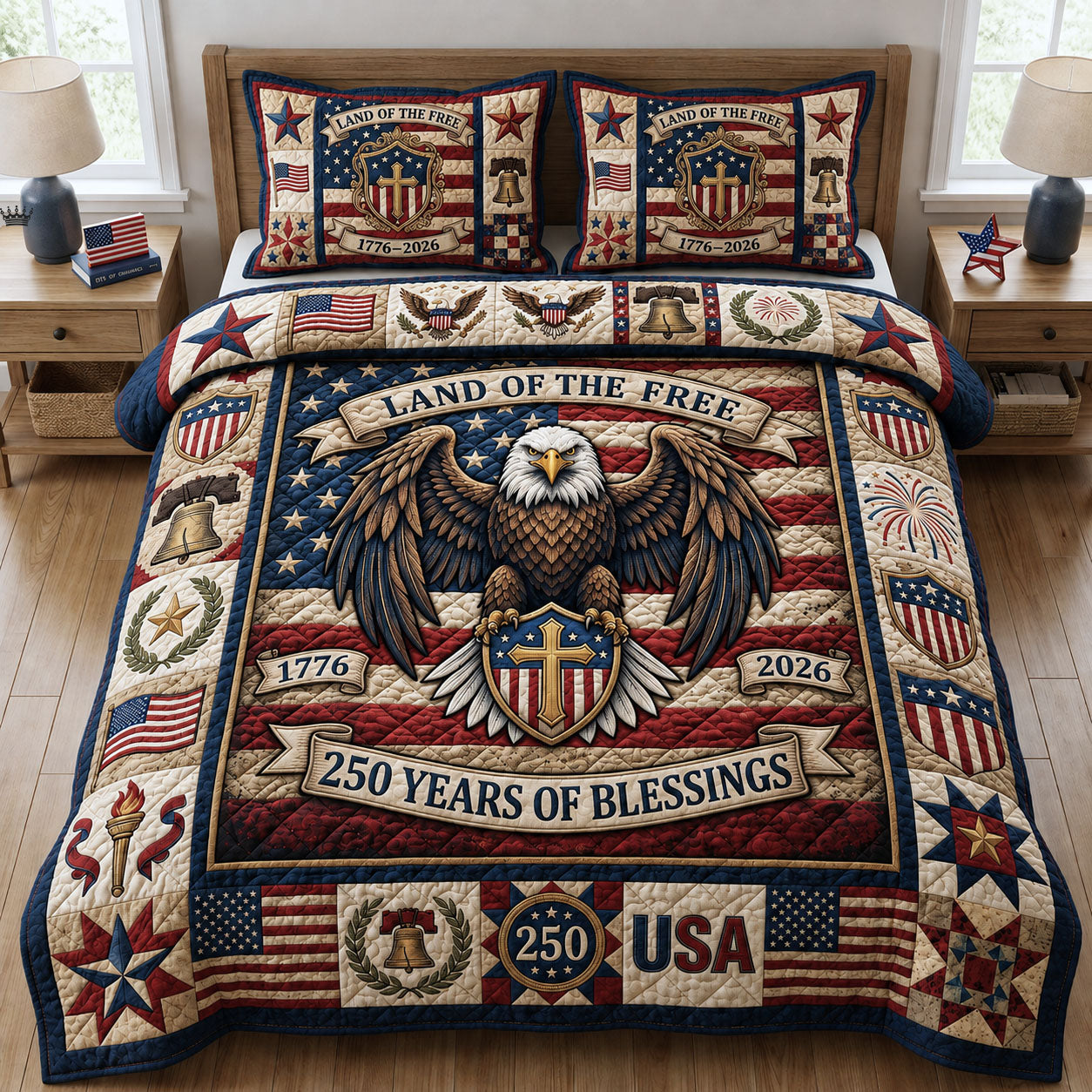 250 Years Of Blessings 3-Piece Quilted Bedding Set GFTOPND113
