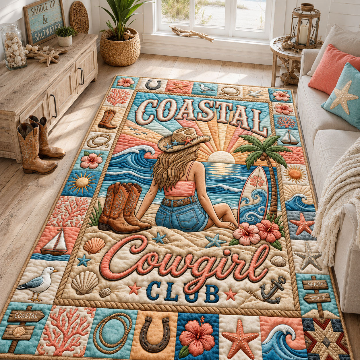 Coastal Cowgirl Club Area Rug GFTOPND1134