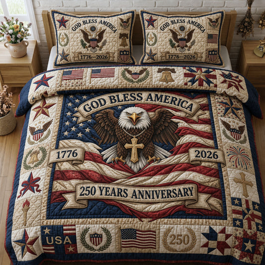God Bless America 3-Piece Quilted Bedding Set GFTOPND114