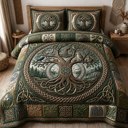 Norse World Tree 3-Piece Quilted Bedding Set GFTOPND1160