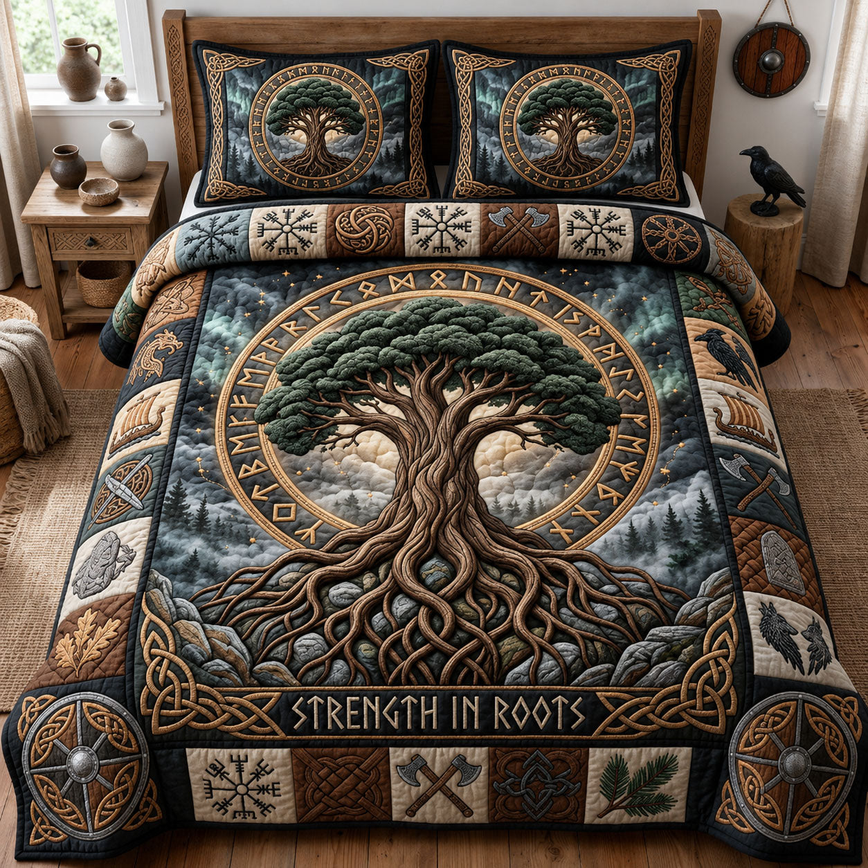 Strength In Roots 3-Piece Quilted Bedding Set GFTOPND1161